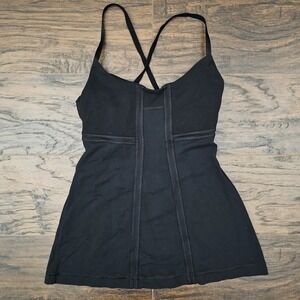 Lululemon Womens Size 4 Black Sleeveless Scoop Neck Crossback Pullover Tank Top*